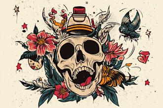 create awesome old school tattoo style design