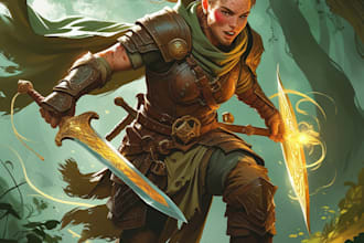 design dnd character art illustration, fantasy, sci fi sheet