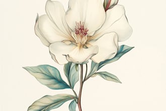 paint watercolor botanical illustration of flowers, plants,