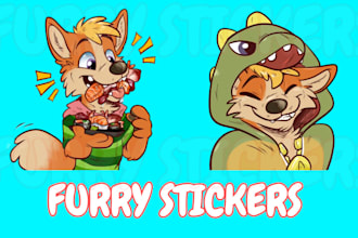 draw furry telegram stickers pack, furry sfw nsfw animated GIF discord stickers