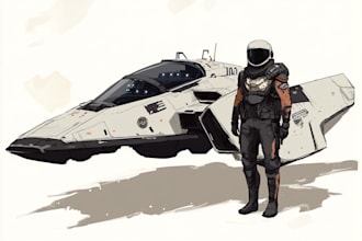 draw spaceship sci fi illustration and sci fi art