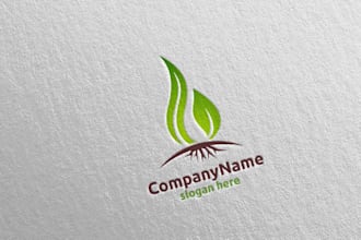 design unique clean grass agriculture landscape and lawn care logo