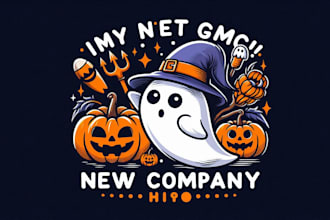 make your creative cute ghost pumpkin halloween logo  in just 12 hours