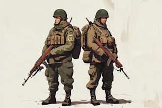 draw military character design or any illustration for you