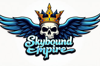 do awesome king skull mascot logo design