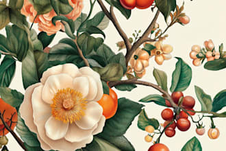 do realistic scientific botanical illustrations of flowers or plants design