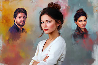 draw realistic digital oil painting from your photo