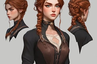 draw 2d sprite, fantasy game art, dnd, and character design