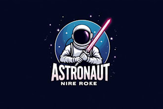 do astronaut sword mascot logo design