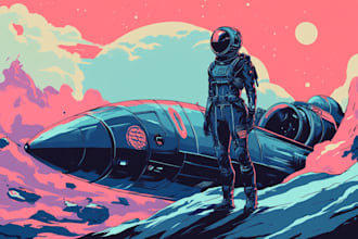 create spaceship sci fi illustration and sci fi art