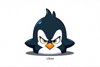 do angry penguin head cartoon mascot logo design