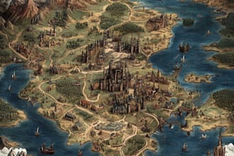 illustrate medieval fantasy and sci fi maps