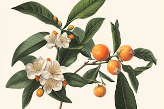 draw botanical illustrations of flowers, plants and fruits