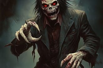 design vintage fantasy horror fun cartoon character for logo