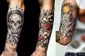 draw custom traditional american tattoo desing for you