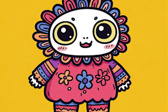 make cartoon doodle art illustration for your project