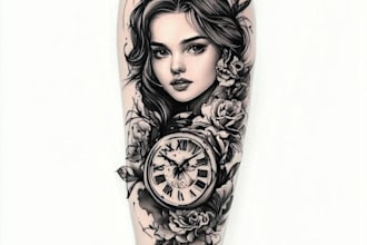 create unique custom tattoo design, body art,