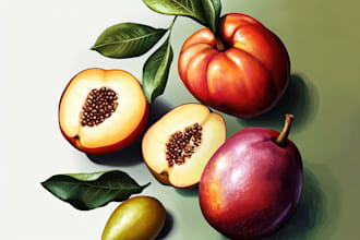 draw realistic plants, vegetables, fruits