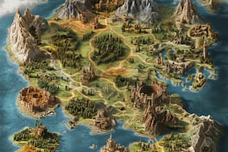 draw a custom map for fantasy, scifi, book or boardgame