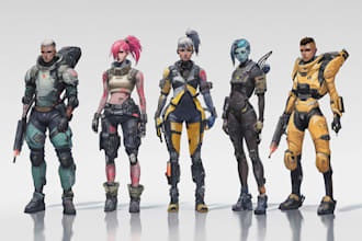 design cyberpunk and fantasy character splash art