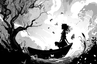 illustrate your story as a black and white art