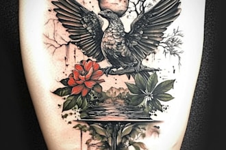 create any design in old school tattoo style