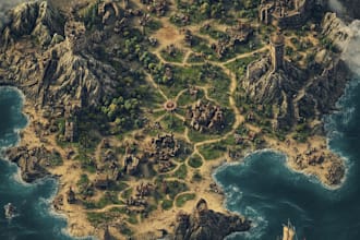 design a parchment styled fantasy map for your world
