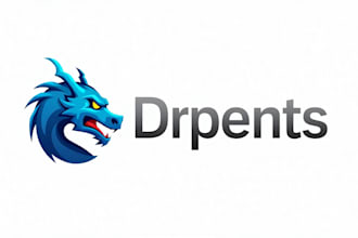 do blue angry dragon head mascot logo