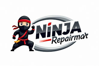 do ninja repairman mascot logo design