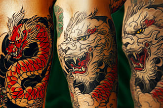 design professional japanese, asian style tattoo design