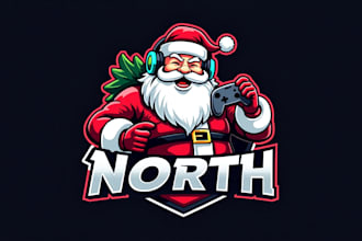 do santa esport mascot logo design with company