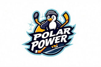 do penguin hockey team mascot logo with company