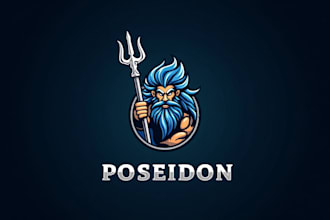 do poseidon gaming mascot logo design
