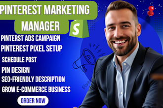 setup manage ads, profiles, board, and design pin for pinterest marketing, SEO