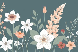 draw botanical vector illustration of plants and flowers