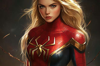 make superhero comic character art or comic book art