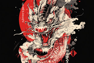 do a japanese t shirt design apparel illustration