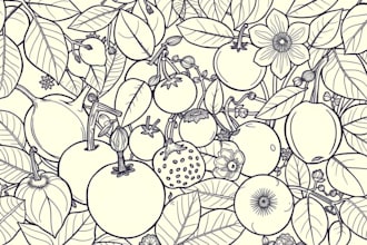 create amazing botanical vector line art illustration