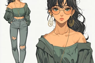 sketch your needed anime character sheet