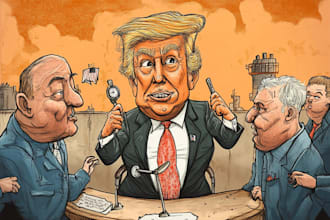draw digital political editorial cartoon