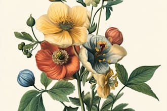 do botanical vector illustration of plants and flowers