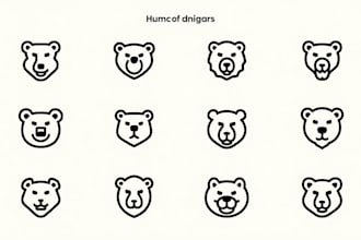 do bear head collection black outline mascot logo