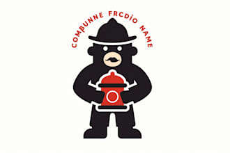 do firefighter fire hydrant silhouette mascot logo