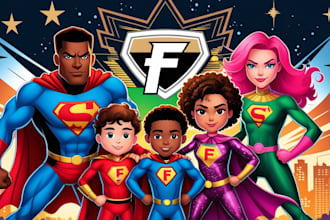 draw a family superhero portraits
