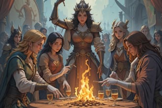 create dnd character or dnd party art illustration