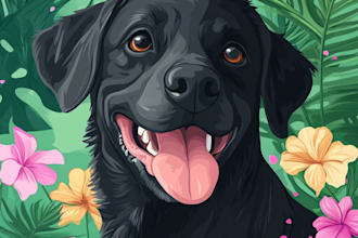 make your cat, dog, or any pet into cartoon vector portrait