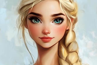 draw a portrait in semi realism disney cartoon style