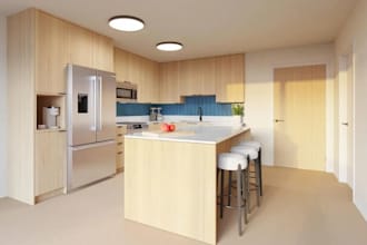 refurbish3d modern interior design,ikea storage shelves,render cgi kitchen,revit