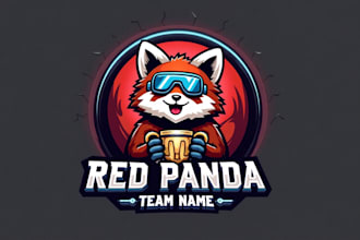 design awesome red panda esport mascot logo design within 1 day