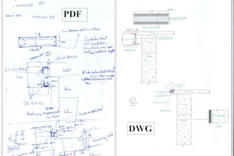 professionally convert PDF, blueprint sketch, image, jpg to autocad 2d drawing